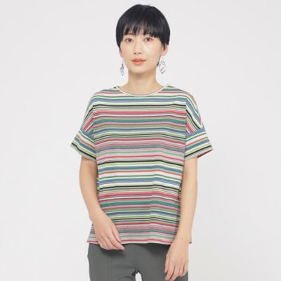 EVEX BY KRIZIA L (Women/大きいサイズ)/エヴェックス バイ クリツィアＬ 【Ｌ】【ウォッシャブル】マルチボーダーカットソー（Ｕ７Ｐ１２５３８＿＿）