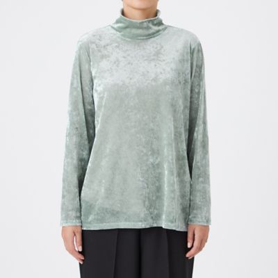 L】【マシンウォッシャブル】メッシュベロアハイネックプルオーバー