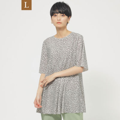 ＜EVEX BY KRIZIA L (Women/大きいサイズ)＞【Ｌ】【ウォッシャブル】【接触冷感】【ＵＶ対策】ミニパンサープリントカットソー（Ｕ７Ｐ１５３５３＿＿）