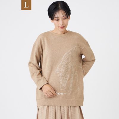 【送料無料】EVEX BY KRIZIA L (Women/大きいサイズ)/エヴェックス バイ クリツィアL ゼブラモチーフラメスウェットプルオーバー(U7P15654__) ベージュ40L トップス【三越伊勢丹/公式】