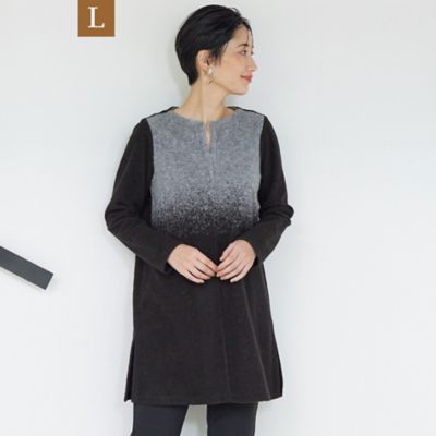 ＜EVEX BY KRIZIA L (Women/大きいサイズ)＞２３ＡＷ＊Ｗｉｎｇｓ掲載＊【Ｌ】グラデーションウールジャカードキーネックチュニック（Ｕ７Ｐ１６２６７＿＿）