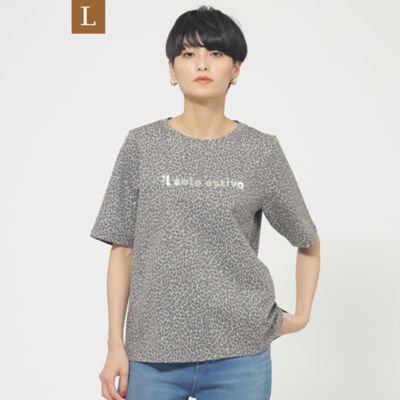 EVEX BY KRIZIA L (Women/大きいサイズ)/エヴェックス バイ クリツィアＬ 【L】【ウォッシャブル】パンサーロゴプリントプルオーバーカットソー(U7P16354__)