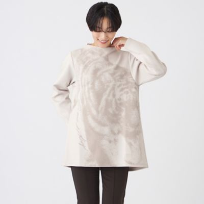 ＜EVEX BY KRIZIA L (Women/大きいサイズ)＞【Ｌ】【ウォッシャブル】シャドープリントダンボールニットチュニックプルオーバー（Ｕ７Ｐ１６６９５＿＿）