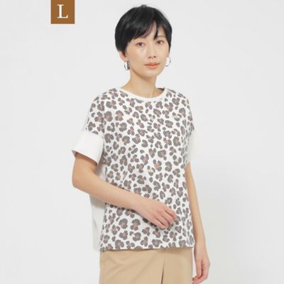 ＜EVEX BY KRIZIA L (Women/大きいサイズ)＞【Ｌ】【ウォッシャブル】パンサードットプリントカットソー（Ｕ７Ｐ１７５４８＿＿）