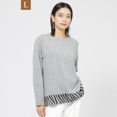 EVEX BY KRIZIA L (Women/大きいサイズ)/エヴェックス バイ クリツィアＬ 【L】ウールジャカードプルオーバーカットソー(U7P18472__)