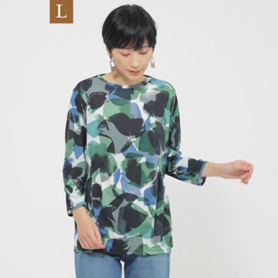 ＜EVEX BY KRIZIA L (Women/大きいサイズ)＞【Ｌ】【接触冷感】【ＵＶ対策】【ウォッシャブル】ペイントドットプルオーバーカットソー（Ｕ７Ｐ１９５５２＿＿）