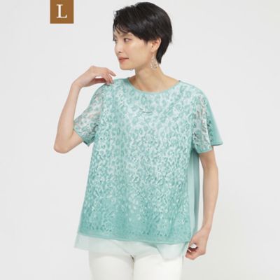 【Ｌ】【ウォッシャブル】パンサープリントレースコンビプルオーバーカットソー（Ｕ７Ｐ２４３８６＿＿）