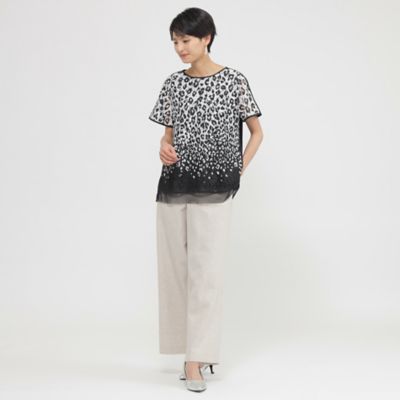 【Ｌ】【ウォッシャブル】パンサープリントレースコンビプルオーバーカットソー（Ｕ７Ｐ２４３８６＿＿）