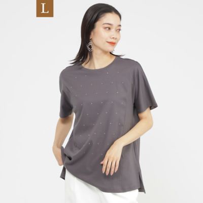 tシャツ 「カタログ掲載品」「接触冷感」「ウォッシャブル」超冷感コットンスムースホットフィットドットカットソー レディース L】【カタログ掲載品】【接触冷感】【ウォッシャブル】超冷感