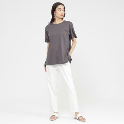 tシャツ 「カタログ掲載品」「接触冷感」「ウォッシャブル」超冷感コットンスムースホットフィットドットカットソー レディース L】【カタログ掲載品】【接触冷感】【ウォッシャブル】超冷感
