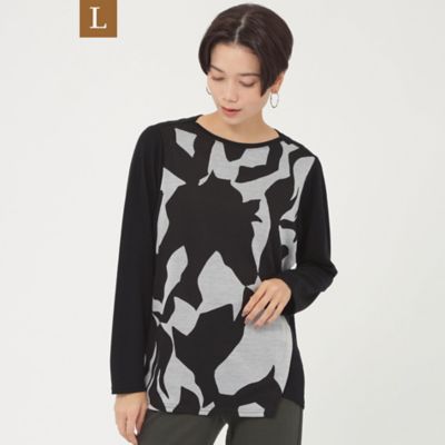 ＜EVEX BY KRIZIA L (Women/大きいサイズ)＞【Ｌ】【ウォッシャブル】ジオメトリックホースプリントカットソー（Ｕ７Ｐ２８２３１＿＿）