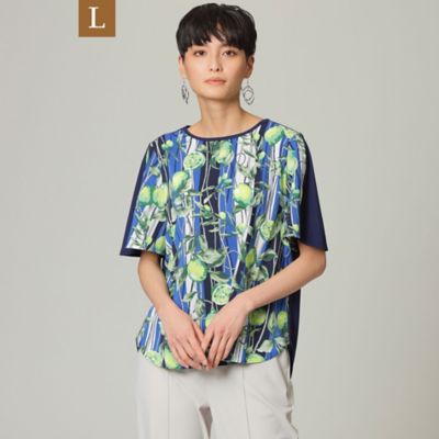 【Ｌ】【ウォッシャブル】【接触冷感】ストライプリモーネプリントカットソー（Ｕ７Ｐ３１１４６＿＿）