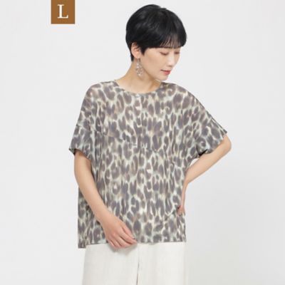 EVEX BY KRIZIA L (Women/大きいサイズ)/エヴェックス バイ クリツィアＬ 【L】【接触冷感】【ウォシャブル】クールレオパードカットソー(U7P34585__)