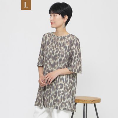 EVEX BY KRIZIA L (Women/大きいサイズ)/エヴェックス バイ クリツィアＬ 【Ｌ】【接触冷感】【ウォシャブル】クールレオパードチュニックカットソー（Ｕ７Ｐ３５５８５＿＿）