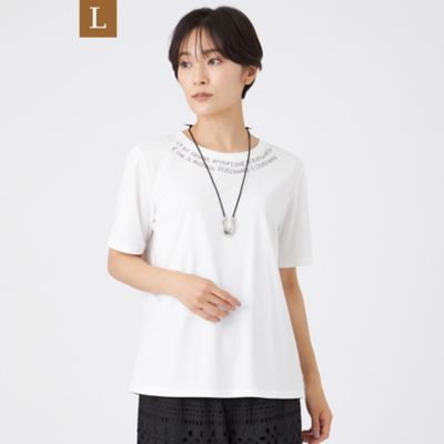 ＜EVEX BY KRIZIA L (Women/大きいサイズ)＞【Ｌ】【接触冷感】【ウォッシャブル】ネックエンブロイダリーカットソー（Ｕ７Ｐ３６６２５＿＿）