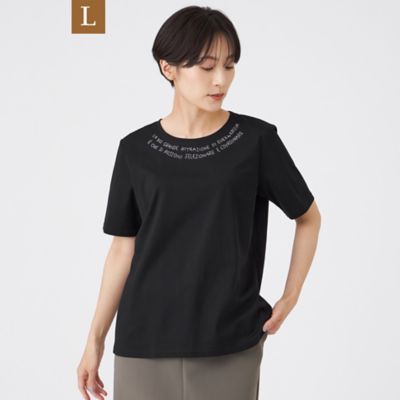 【Ｌ】【接触冷感】【ウォッシャブル】ネックエンブロイダリーカットソー（Ｕ７Ｐ３６６２５＿＿）