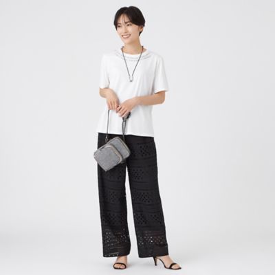 【Ｌ】【接触冷感】【ウォッシャブル】ネックエンブロイダリーカットソー（Ｕ７Ｐ３６６２５＿＿）