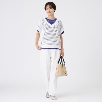 【Ｌ】【接触冷感】【ウォッシャブル】ネックエンブロイダリーカットソー（Ｕ７Ｐ３６６２５＿＿）