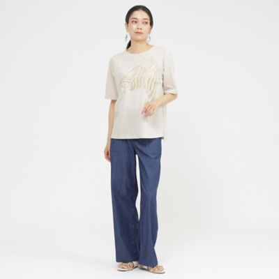 【Ｌ】【ＳＡＮＹＯ　Ｓｔｙｌｅ　ＥＤＩＴＩＯＮ掲載】【接触冷感】【ウォッシャブル】メタリックゼブラプリントカットソー（Ｕ７Ｐ３７６２５＿＿）