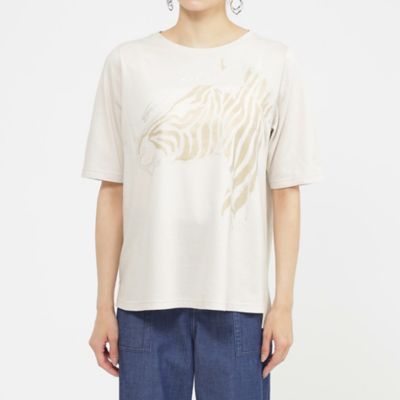 【Ｌ】【ＳＡＮＹＯ　Ｓｔｙｌｅ　ＥＤＩＴＩＯＮ掲載】【接触冷感】【ウォッシャブル】メタリックゼブラプリントカットソー（Ｕ７Ｐ３７６２５＿＿）