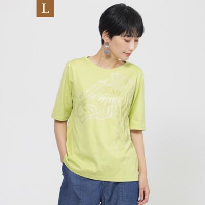 【Ｌ】【ＳＡＮＹＯ　Ｓｔｙｌｅ　ＥＤＩＴＩＯＮ掲載】【接触冷感】【ウォッシャブル】メタリックゼブラプリントカットソー（Ｕ７Ｐ３７６２５＿＿）