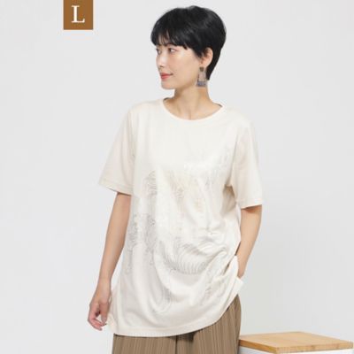 ＜EVEX BY KRIZIA L (Women/大きいサイズ)＞【Ｌ】【接触冷感】【ウォシャブル】メタリックゼブラプリントチュニックカットソー（Ｕ７Ｐ３８６２５＿＿）