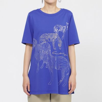 【Ｌ】【接触冷感】【ウォシャブル】メタリックゼブラプリントチュニックカットソー（Ｕ７Ｐ３８６２５＿＿）