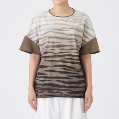 【Ｌ】【接触冷感】【ウォッシャブル】グラデーションゼブラカットソー（Ｕ７Ｐ３９６１６＿＿）