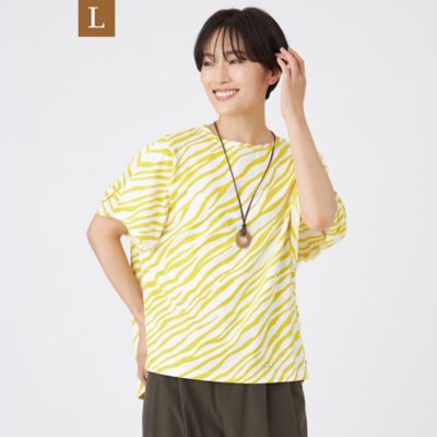 ＜EVEX BY KRIZIA L (Women/大きいサイズ)＞【Ｌ】【ウォッシャブル】フローゼブラグリッタープリントカットソー（Ｕ７Ｐ４１６２１＿＿）