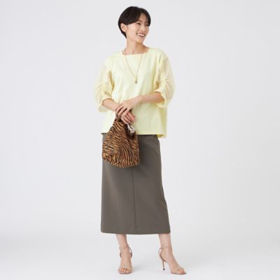 新品未使用　23区　オーガンジービスチェコンビ カットソー　イエロー 38サイズ 23区 tシャツ 「杏さん着用/WEB＆一部店舗限定カラーあり