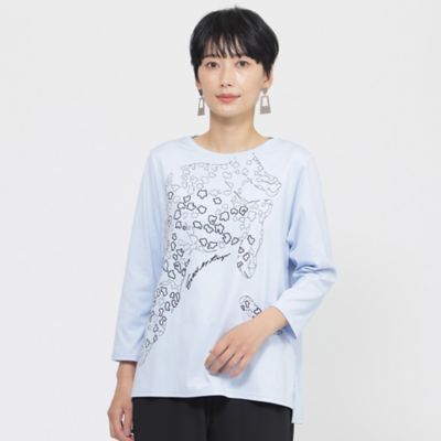 7部袖/タンクトップ　アンサンブル　花柄刺繍　白　カットソー　綿　美品　石付 7部袖/タンクトップ アンサンブル 花柄刺繍 白 カットソー 綿 美