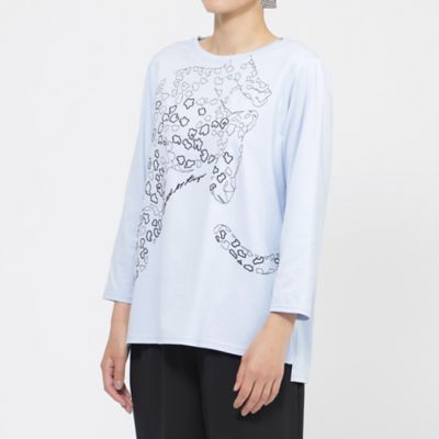 tシャツ 「L」「WEB・一部店舗限定」「接触冷感」「ウォシャブル」パンサーエンブロイダリー七分袖カットソー レディース L】【WEB・一部店舗限定】【接触冷感】【ウォシャブル