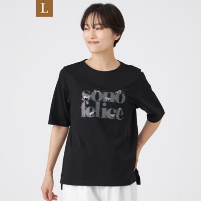 【送料無料】EVEX BY KRIZIA L (Women/大きいサイズ)/エヴェックス バイ クリツィアL グリッターロゴプリントカットソー(U7P48584__) クロ09L トップス【三越伊勢丹/公式】