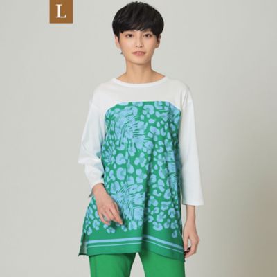 ＜EVEX BY KRIZIA L (Women/大きいサイズ)＞【Ｌ】【ウォッシャブル】パンサースカーフコンビカットソー（Ｕ７Ｐ５２１３５＿＿）