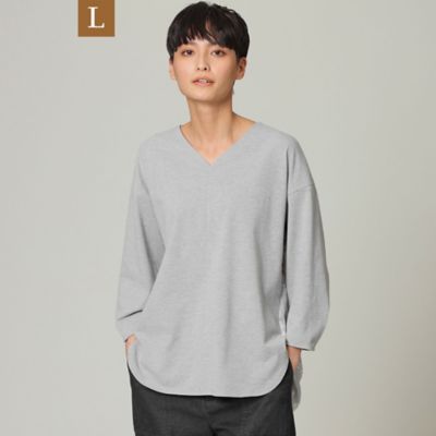 【Ｌ】【ウォッシャブル】コットンライクジャージコンビカットソー（Ｕ７Ｐ５３１４５＿＿）