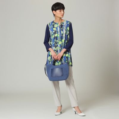 【Ｌ】【ウォッシャブル】【接触冷感】ストライプリモーネプリントチュニックカットソー（Ｕ７Ｐ５４１４６＿＿）