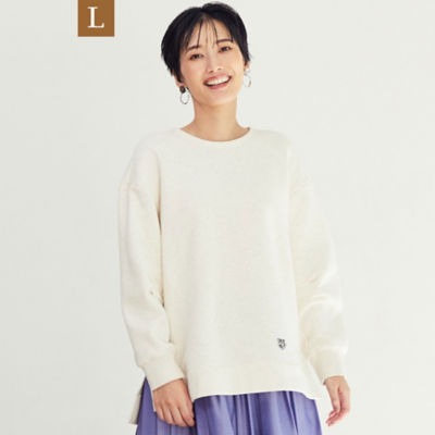 ＜EVEX BY KRIZIA L (Women/大きいサイズ)＞２３ＡＷ＊Ｗｉｎｇｓ掲載＊【Ｌ】【ウォッシャブル】タイガーパッチソフト裏毛チュニックプルオーバーカットソー（Ｕ７Ｐ６０２６５＿＿）