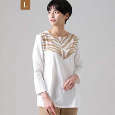 【Ｌ】【ウォッシャブル】シャイニーゼブラジャカードカットソー（Ｕ７Ｐ６０５０３＿＿）
