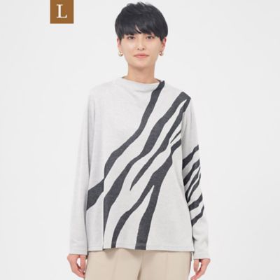 ＜EVEX BY KRIZIA L (Women/大きいサイズ)＞【Ｌ】【ウォッシャブル】タイガージャカードボトルネックプルオーバー（Ｕ７Ｐ６５３０７＿＿）