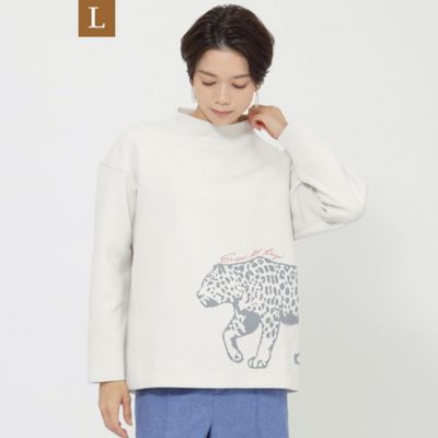 ＜EVEX BY KRIZIA L (Women/大きいサイズ)＞２３ＡＷ＊Ｗｉｎｇｓ掲載＊【Ｌ】【ウォッシャブル】ランニングパンサープリントボトルネックカットソー（Ｕ７Ｐ６６２６６＿＿）