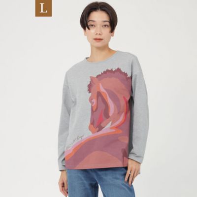 ＜EVEX BY KRIZIA L (Women/大きいサイズ)＞【Ｌ】【ウォッシャブル】グラデーションホースプリントカットソー（Ｕ７Ｐ６９２３２＿＿）