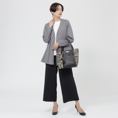 L】【ウォッシャブル】ストレッチポンチカーディガン