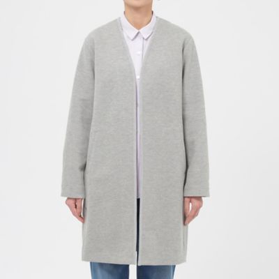 美品　OHGA ボンディングコート　グレー 日本製/カシミヤ混/Iラインシルエット】良質素材で美しい