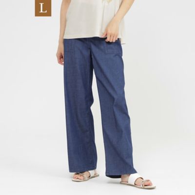 EVEX BY KRIZIA L (Women/大きいサイズ)/エヴェックス バイ クリツィアＬ 【Ｌ】【接触冷感】【ウォッシャブル】クールデニムベイカーパンツ（Ｕ７Ｒ１８５８６＿＿）