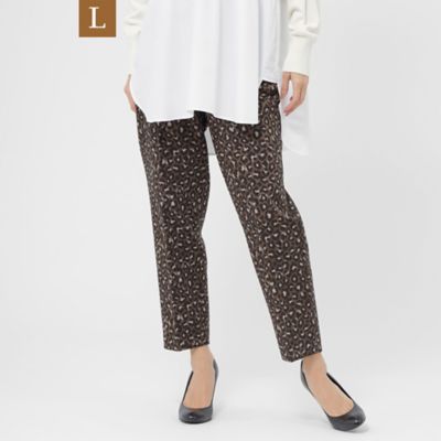 ＜EVEX BY KRIZIA L (Women/大きいサイズ)＞２３ＡＷ＊Ｗｉｎｇｓ掲載＊【Ｌ】【ウォッシャブル】パンサージャカードストレッチテーパードパンツ（Ｕ７Ｒ２３２４４＿＿）