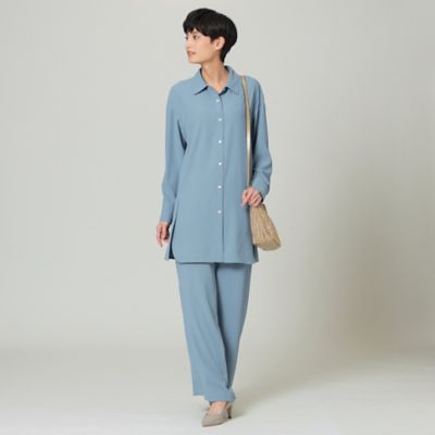 【Ｌ】【ウォッシャブル】【ＵＶ対策】ストレッチバックサテンワイドパンツ（Ｕ７Ｒ５０１１７＿＿）