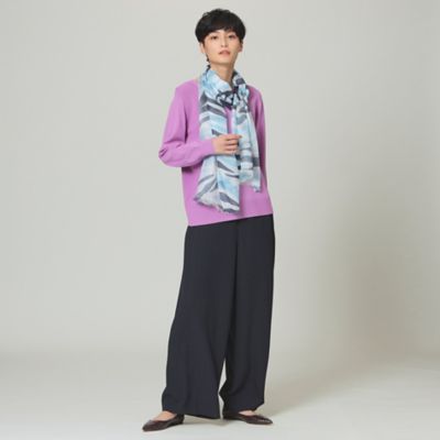 【Ｌ】【ウォッシャブル】【ＵＶ対策】ストレッチバックサテンワイドパンツ（Ｕ７Ｒ５０１１７＿＿）