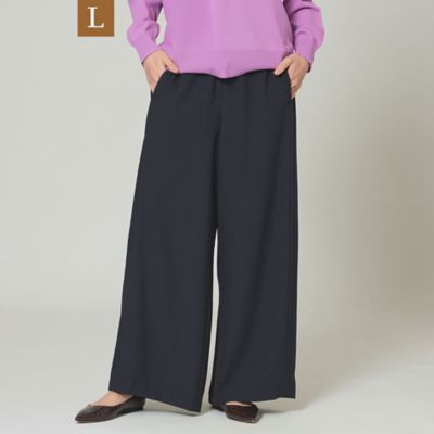 【Ｌ】【ウォッシャブル】【ＵＶ対策】ストレッチバックサテンワイドパンツ（Ｕ７Ｒ５０１１７＿＿）