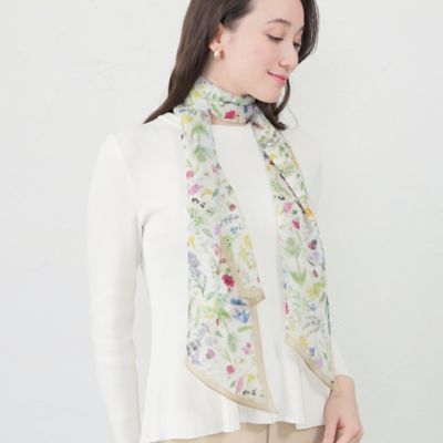 ＜AMACA (Women)＞シルクシアーフローラルスカーフ（Ｖ５７５１３１０＿＿）