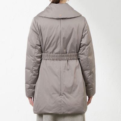 アマカ　ダウンコート　ロングコート　ショールカラー　リボン　ベルト　Aライン アマカ ダウンコート ロングコート ショールカラー リボン